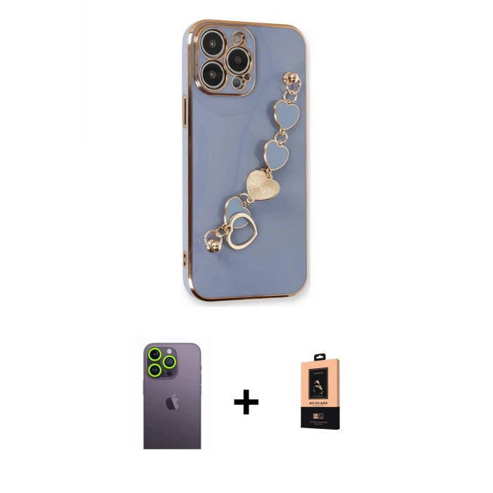 ieg™ iPhone 13 Pro Max Kılıf Nova Işık Prime - Şeffaf Maxco Cam Ekran Koruyucu + Neon Fosforlu Kamera Lens - YL