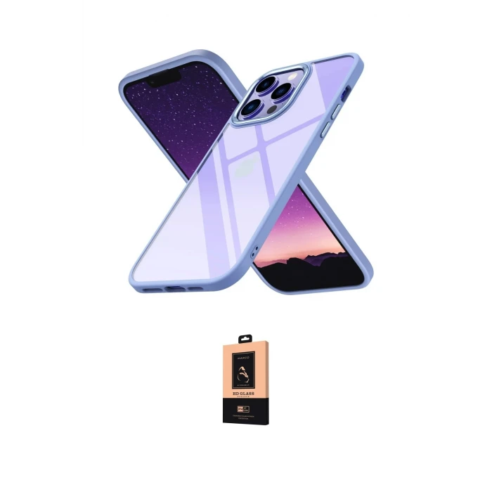 ieg™ iPhone 13 Pro Max Kılıf Nova Işık Serisi - Şeffaf Maxco Cam Ekran Koruyucu