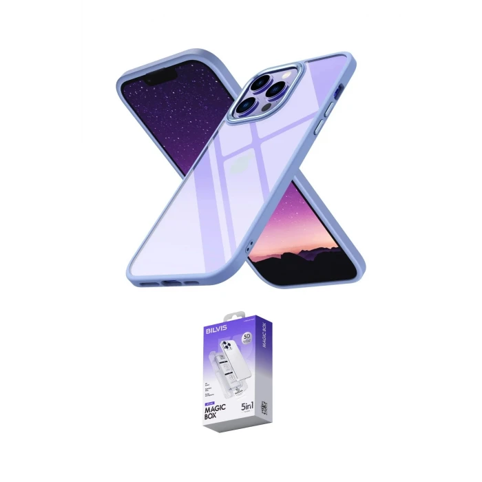 ieg™ iPhone 13 Pro Max Kılıf Nova Işık Serisi - Siyah Bilvis 5in1 3D Magic Cam Ekran Koruyucu