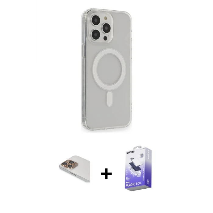 ieg™ iPhone 13 Pro Max Kılıf Pusula Çizgi Koleksiyonu - Siyah Bilvis 5in1 5D Magic Hayalet Cam Ekran Koruyucu + Pers Alüminyum Kamera Lens - GD