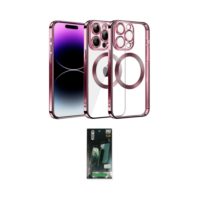 ieg™ iPhone 13 Pro Max Kılıf Pusula Form - Şeffaf 360 Full Body Arka Koruyucu