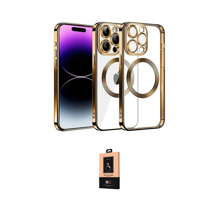 ieg™ iPhone 13 Pro Max Kılıf Pusula Form - Şeffaf Maxco Cam Ekran Koruyucu