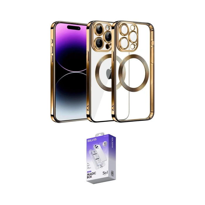 ieg™ iPhone 13 Pro Max Kılıf Pusula Form - Siyah Bilvis 5in1 3D Magic Cam Ekran Koruyucu