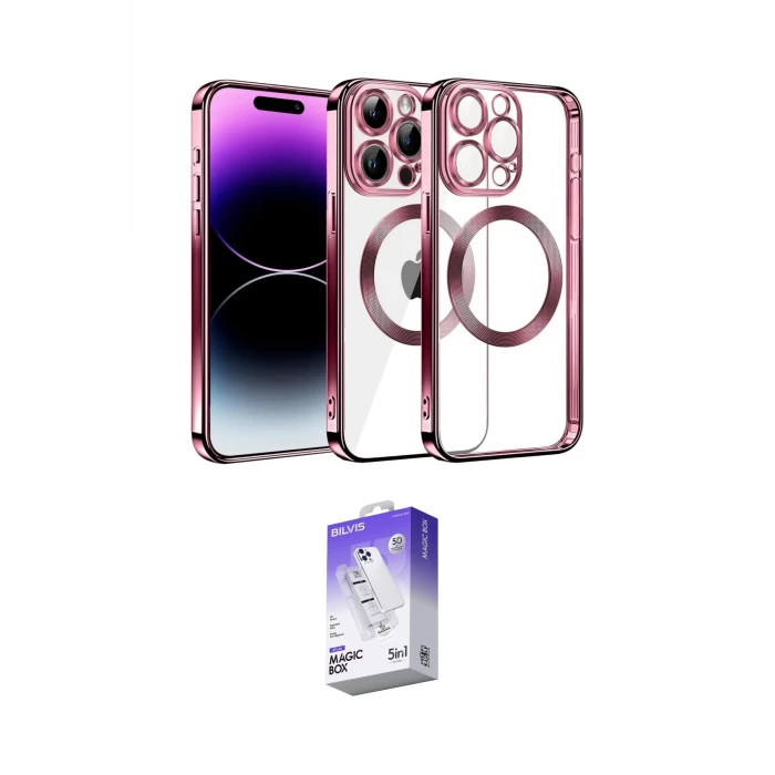 ieg™ iPhone 13 Pro Max Kılıf Pusula Form - Siyah Bilvis 5in1 3D Magic Cam Ekran Koruyucu