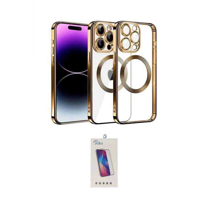 ieg™ iPhone 13 Pro Max Kılıf Pusula Form - Siyah Joko 5D Cam