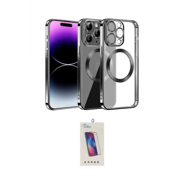 ieg™ iPhone 13 Pro Max Kılıf Pusula Form - Siyah Joko 5D Cam