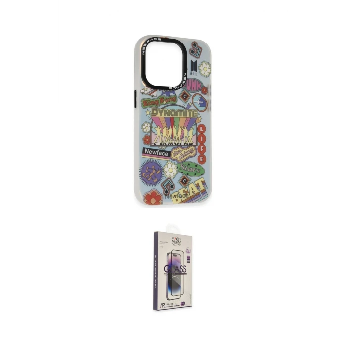 ieg™ iPhone 13 Pro Max Kılıf Siluet Çizgi Koleksiyonu - Siyah Bilvis 3D Cam Ekran Koruyucu