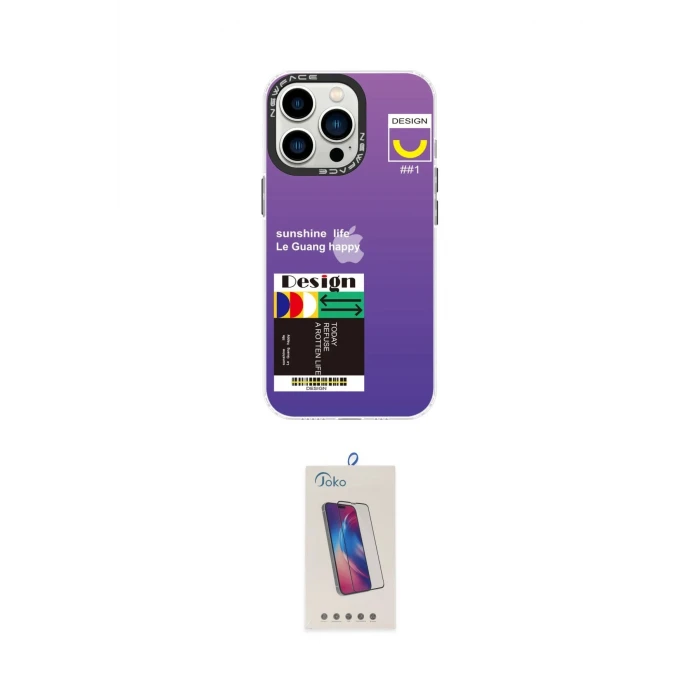 ieg™ iPhone 13 Pro Max Kılıf Siluet Çizgi Koleksiyonu - Siyah Joko 5D Cam