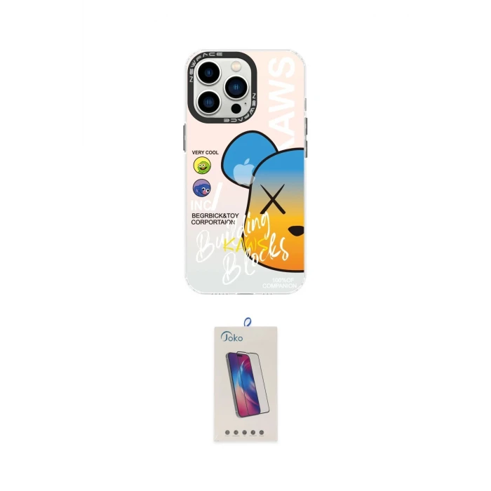 ieg™ iPhone 13 Pro Max Kılıf Siluet Çizgi Koleksiyonu - Siyah Joko 5D Cam