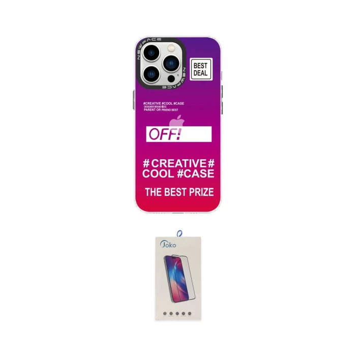 ieg™ iPhone 13 Pro Max Kılıf Siluet Çizgi Koleksiyonu - Siyah Joko 5D Cam
