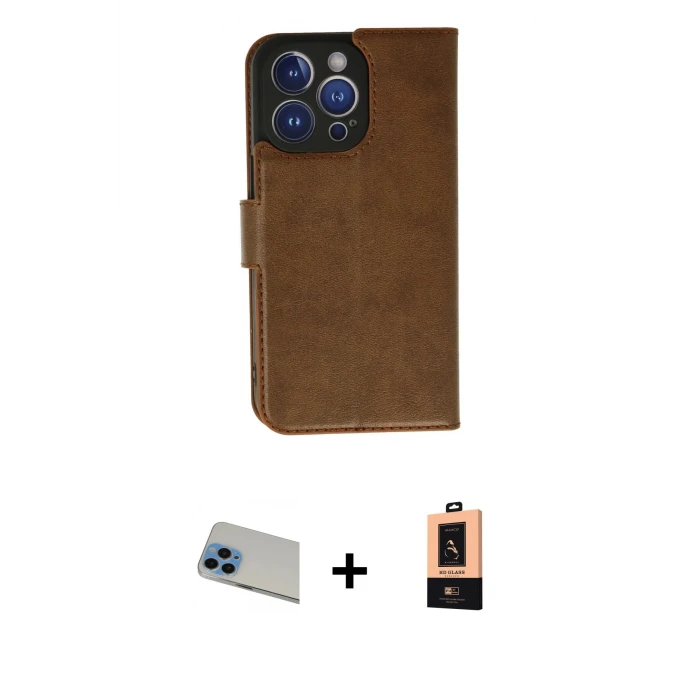 ieg™ iPhone 13 Pro Max Kılıf Siluet Işık Serisi - Şeffaf Maxco Cam Ekran Koruyucu + Mavi Rainbow Kamera Lens Koruma Cam