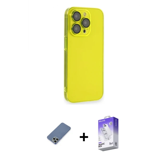ieg™ iPhone 13 Pro Max Kılıf Siluet Minimal Özel Seri - Siyah Bilvis 5in1 3D Magic Cam Ekran Koruyucu + Metal Kamera Lens Koruma Cam - AKYL