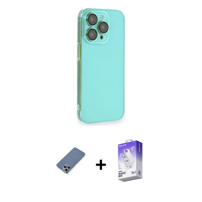 ieg™ iPhone 13 Pro Max Kılıf Siluet Minimal Özel Seri - Siyah Bilvis 5in1 3D Magic Cam Ekran Koruyucu + Metal Kamera Lens Koruma Cam - AKYL