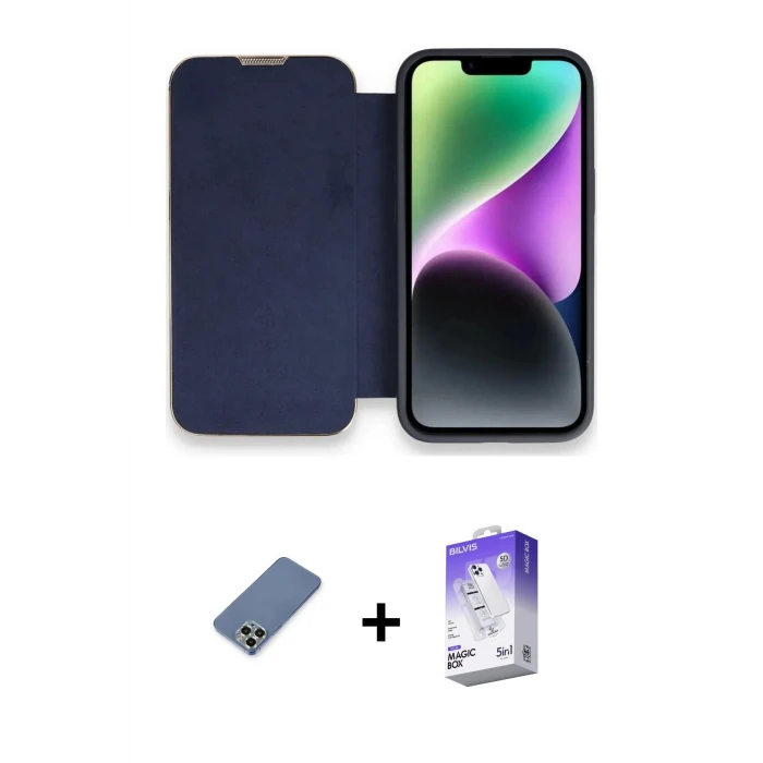 ieg™ iPhone 13 Pro Max Kılıf Siluet Minimal Serisi - Siyah Bilvis 5in1 3D Magic Cam Ekran Koruyucu + Metal Kamera Lens Koruma Cam - AKYL