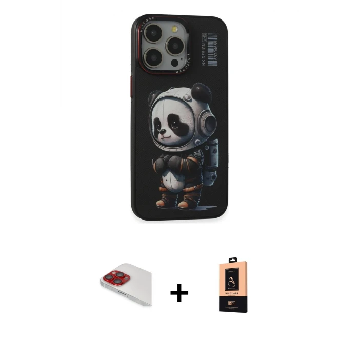 ieg™ iPhone 13 Pro Max Kılıf Siluet Modern Özel Seri - Şeffaf Maxco Cam Ekran Koruyucu + Pers Alüminyum Kamera Lens - KI
