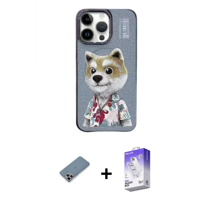ieg™ iPhone 13 Pro Max Kılıf Siluet Modern Özel Seri - Siyah Bilvis 5in1 3D Magic Cam Ekran Koruyucu + Metal Kamera Lens Koruma Cam - MR
