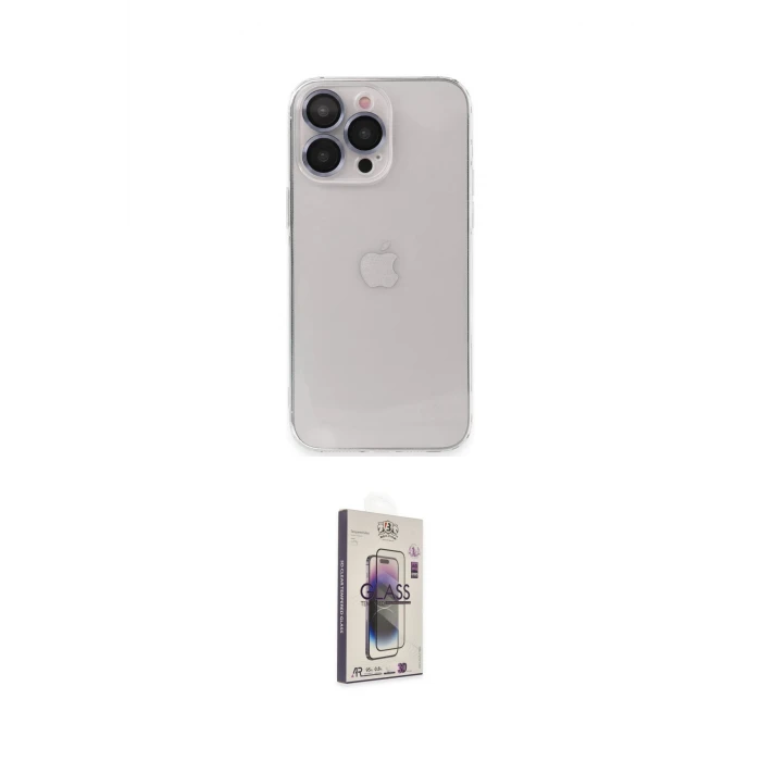 ieg™ iPhone 13 Pro Max Kılıf Ufuk Minimal Özel Seri - Siyah Bilvis 3D Cam Ekran Koruyucu