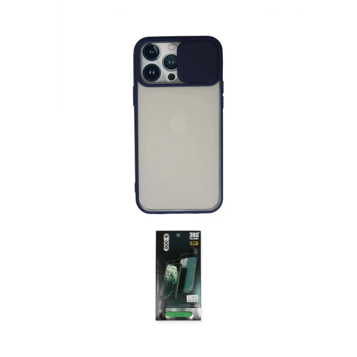 ieg™ iPhone 13 Pro Max Kılıf Vadi Çizgi - Şeffaf 360 Full Body Arka Koruyucu