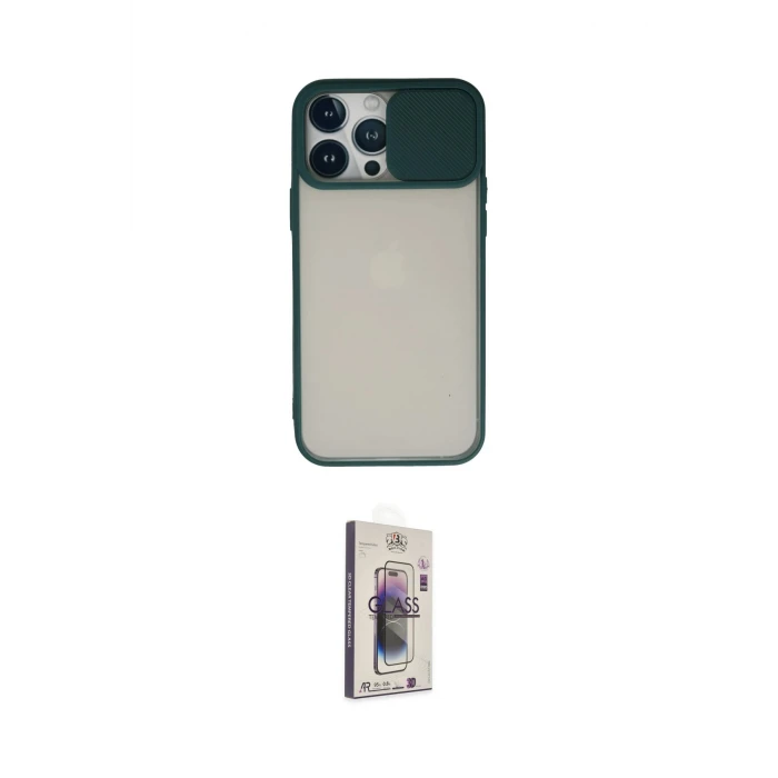 ieg™ iPhone 13 Pro Max Kılıf Vadi Çizgi - Siyah Bilvis 3D Cam Ekran Koruyucu