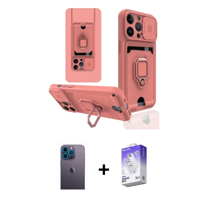 ieg™ iPhone 13 Pro Max Kılıf Vadi Form Prime - Siyah Bilvis 5in1 3D Magic Cam Ekran Koruyucu + Neon Fosforlu Kamera Lens - MI