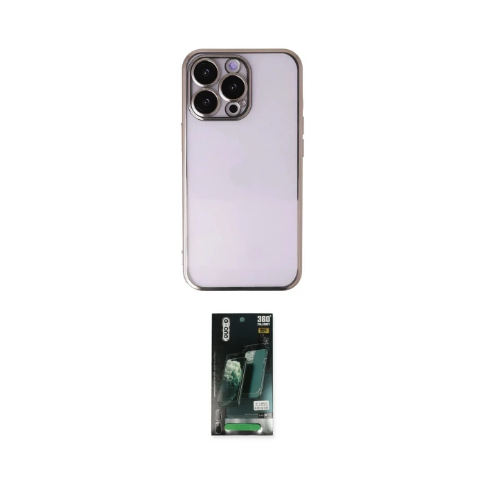 ieg™ iPhone 13 Pro Max Kılıf Vadi Minimal - Şeffaf 360 Full Body Arka Koruyucu