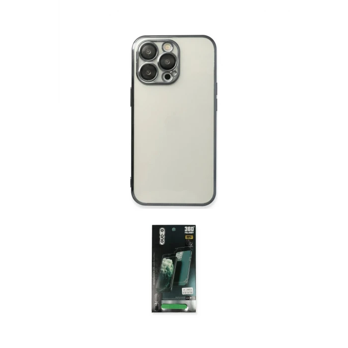 ieg™ iPhone 13 Pro Max Kılıf Vadi Minimal - Şeffaf 360 Full Body Arka Koruyucu