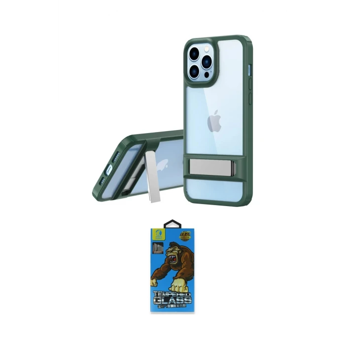 ieg™ iPhone 13 Pro Max Kılıf Yadigar Yansıma - Siyah 18D Cam Ekran Koruyucu