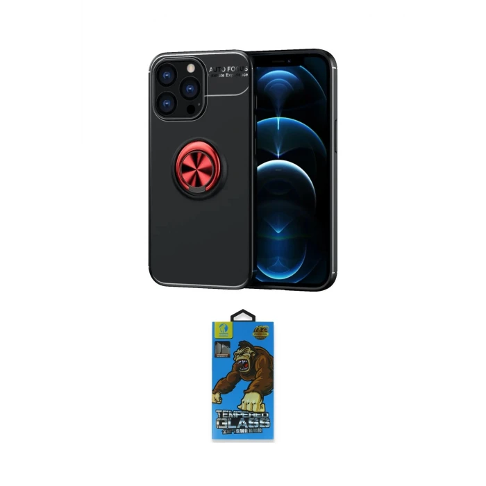 ieg™ iPhone 13 Pro Max Kılıf Yankı Form Prime - Siyah 18D Cam Ekran Koruyucu