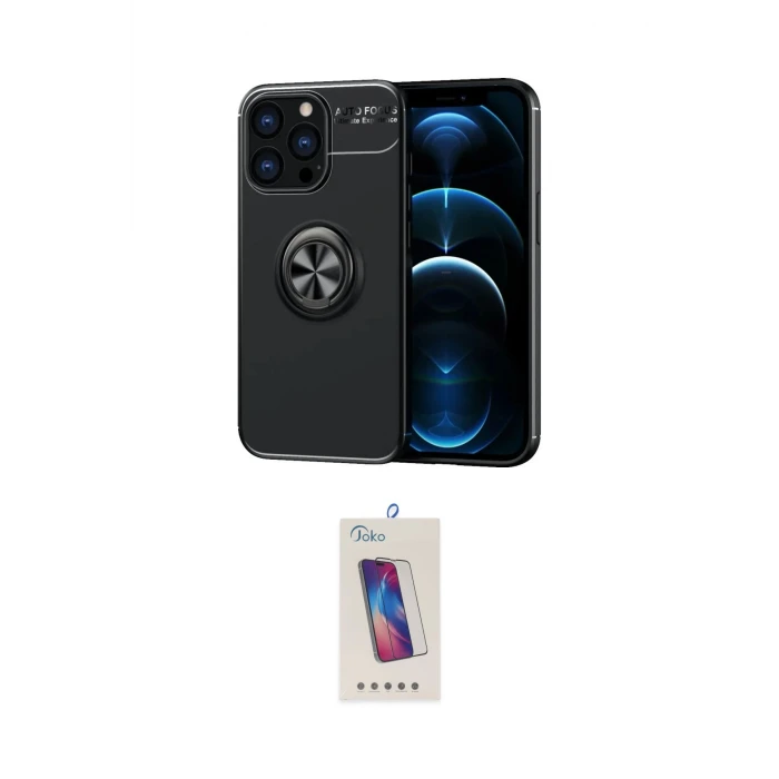 ieg™ iPhone 13 Pro Max Kılıf Yankı Form Prime - Siyah Joko 5D Cam