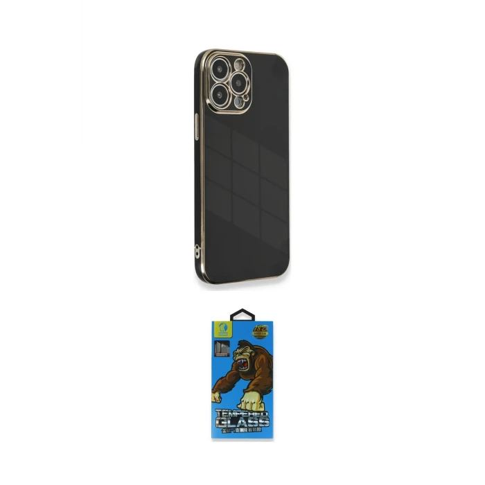 ieg™ iPhone 13 Pro Max Kılıf Yankı Serisi - Siyah 18D Cam Ekran Koruyucu