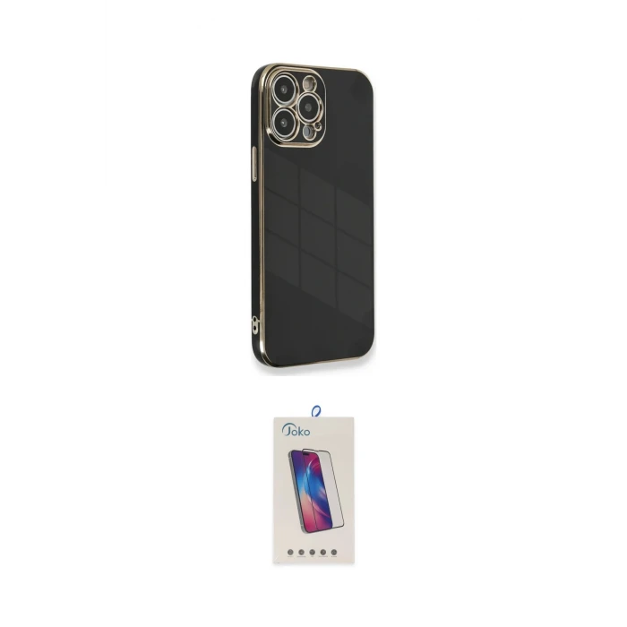 ieg™ iPhone 13 Pro Max Kılıf Yankı Serisi - Siyah Joko 5D Cam