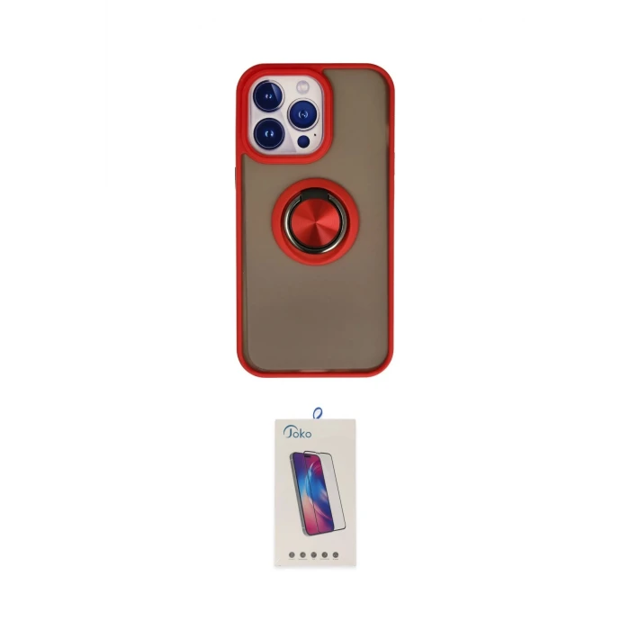 ieg™ iPhone 13 Pro Max Kılıf Yörünge Çizgi - Siyah Joko 5D Cam
