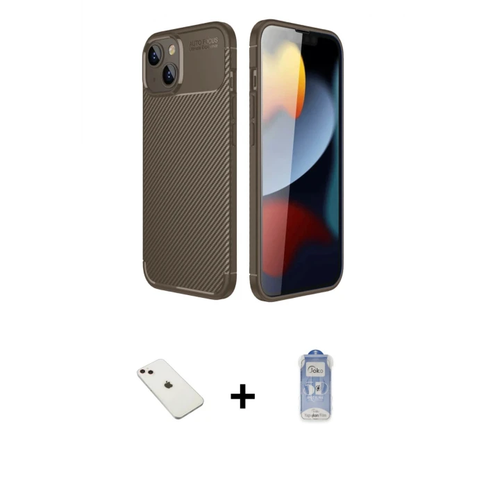 ieg™ iPhone 14 Eksen Form Prime - Siyah Joko Magic 5D Cam + Pembe Diamond Kamera Lens