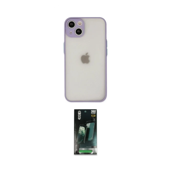 ieg™ iPhone 14 Kılıf Ahenk Çizgi Serisi - Şeffaf 360 Full Body Arka Koruyucu