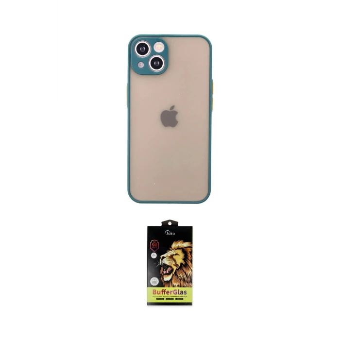 ieg™ iPhone 14 Kılıf Ahenk Çizgi Serisi - Siyah Buffer Cam Ekran Koruyucu