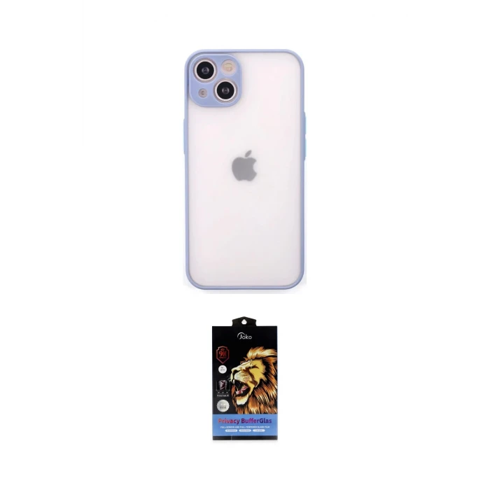 ieg™ iPhone 14 Kılıf Ahenk Çizgi Serisi - Siyah Buffer Hayalet Cam Ekran Koruyucu