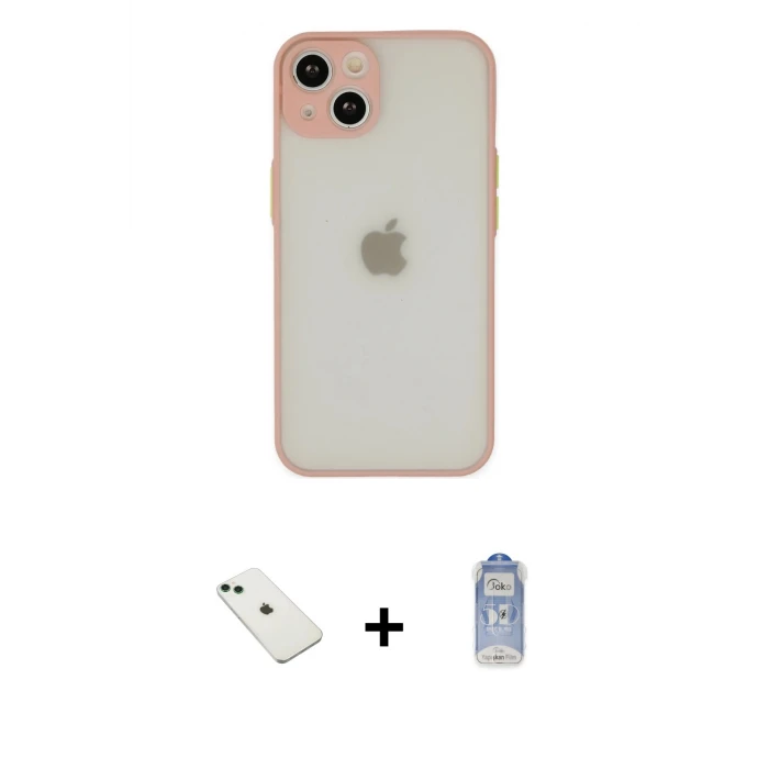 ieg™ iPhone 14 Kılıf Ahenk Çizgi Serisi - Siyah Joko Magic 5D Cam + Diamond Kamera Lens - YL