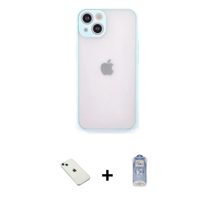 ieg™ iPhone 14 Kılıf Ahenk Çizgi Serisi - Siyah Joko Magic 5D Cam + Diamond Kamera Lens - YL