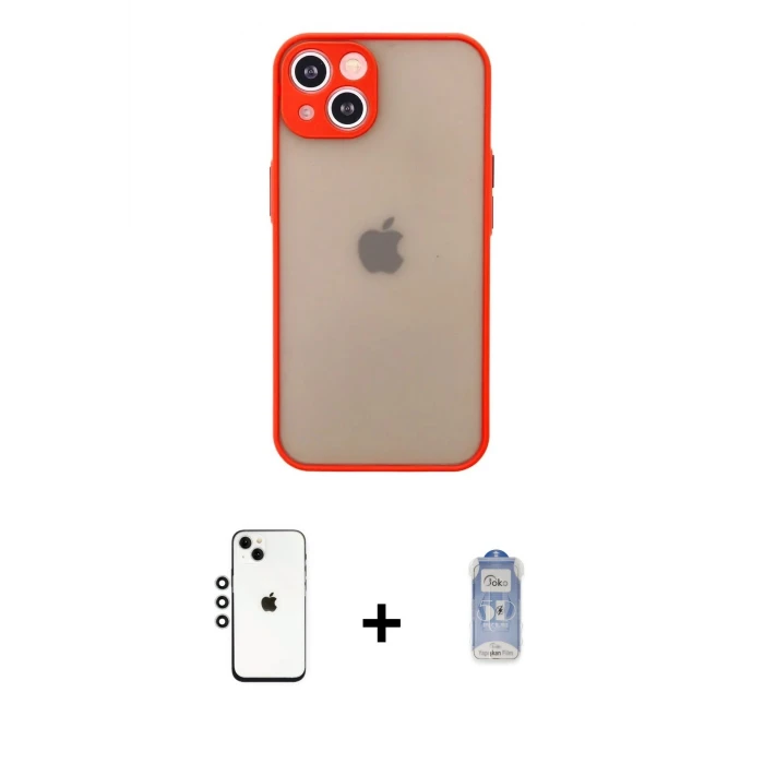 ieg™ iPhone 14 Kılıf Ahenk Çizgi Serisi - Siyah Joko Magic 5D Cam + Shine Kamera Lens - GS