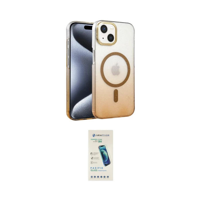 ieg™ iPhone 14 Kılıf Ahenk Doku Özel Seri - Şeffaf Pasifik Cam Ekran Koruyucu