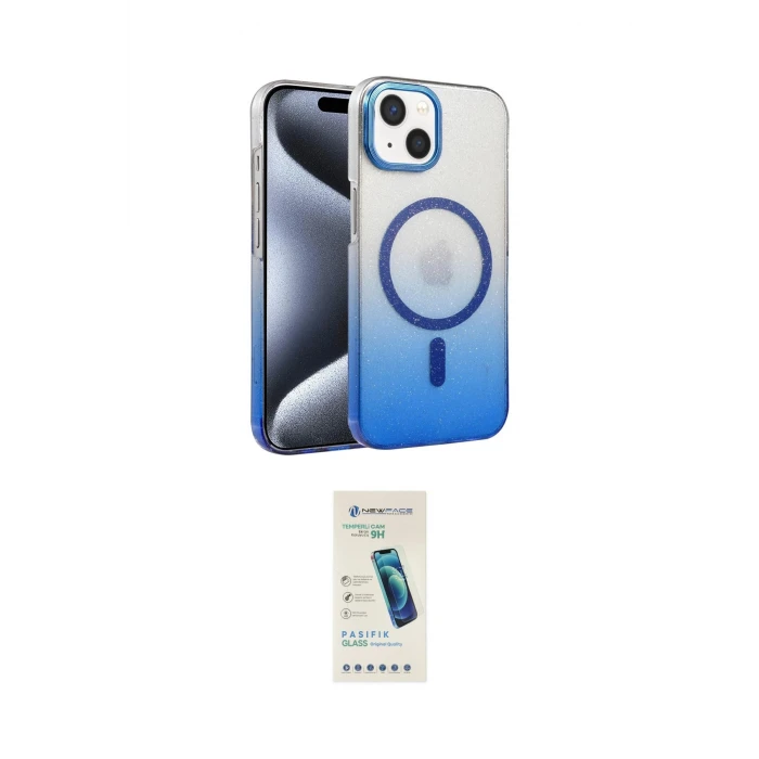 ieg™ iPhone 14 Kılıf Ahenk Doku Özel Seri - Şeffaf Pasifik Cam Ekran Koruyucu