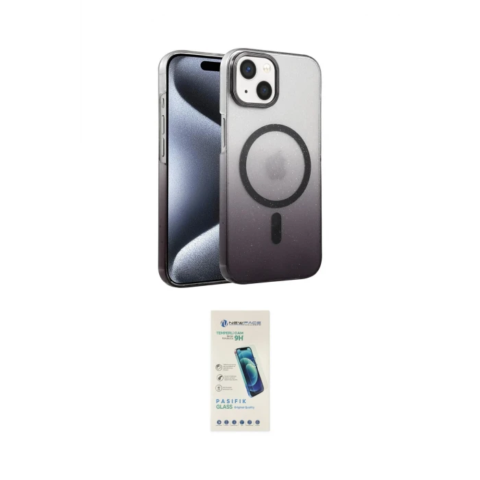 ieg™ iPhone 14 Kılıf Ahenk Doku Özel Seri - Şeffaf Pasifik Cam Ekran Koruyucu