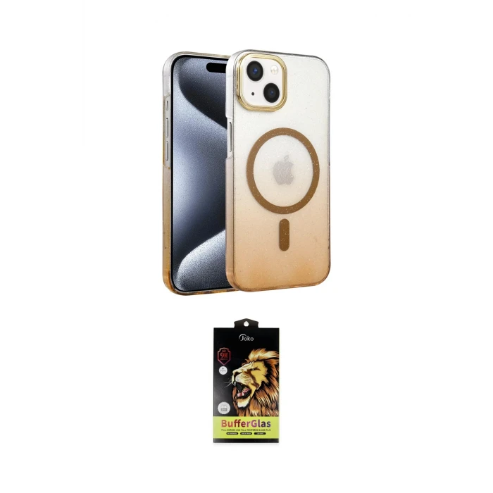 ieg™ iPhone 14 Kılıf Ahenk Doku Özel Seri - Siyah Buffer Cam Ekran Koruyucu