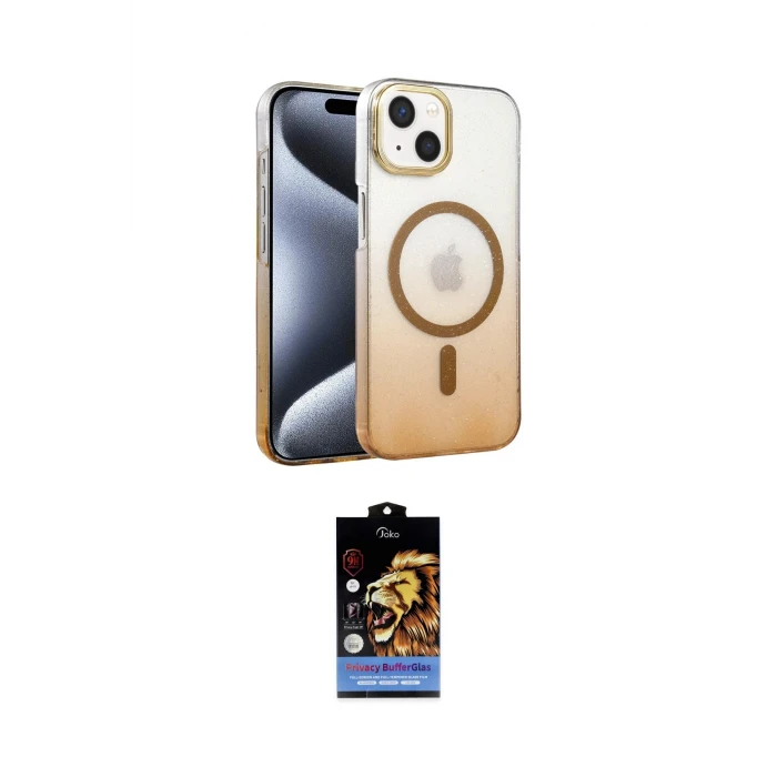 ieg™ iPhone 14 Kılıf Ahenk Doku Özel Seri - Siyah Buffer Hayalet Cam Ekran Koruyucu
