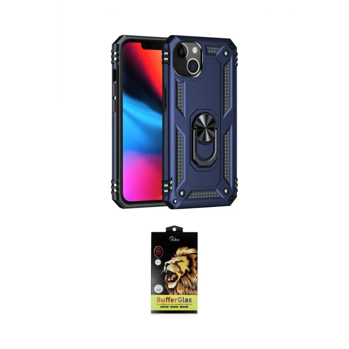 ieg™ iPhone 14 Kılıf Ahenk Klasik Koleksiyonu - Siyah Buffer Cam Ekran Koruyucu