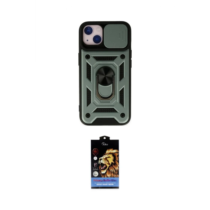 ieg™ iPhone 14 Kılıf Ahenk Klasik - Siyah Buffer Hayalet Cam Ekran Koruyucu
