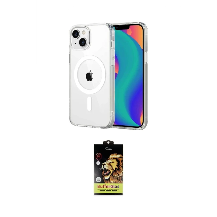 ieg™ iPhone 14 Kılıf Ahenk Minimal Serisi - Siyah Buffer Cam Ekran Koruyucu