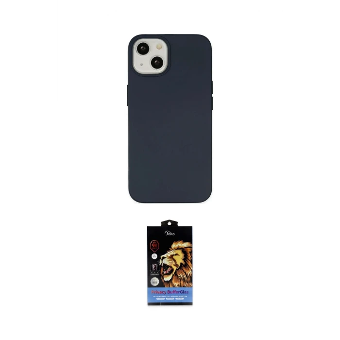 ieg™ iPhone 14 Kılıf Ahenk Serisi - Siyah Buffer Hayalet Cam Ekran Koruyucu