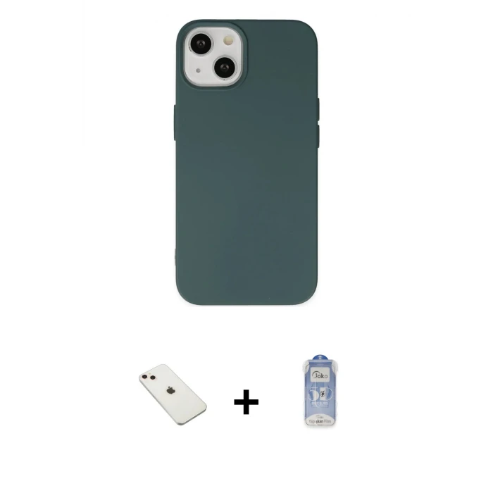 ieg™ iPhone 14 Kılıf Ahenk Serisi - Siyah Joko Magic 5D Cam + Diamond Kamera Lens - PE