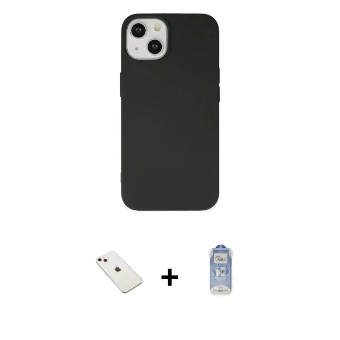 ieg™ iPhone 14 Kılıf Ahenk Serisi - Siyah Joko Magic 5D Cam + Diamond Kamera Lens - PE